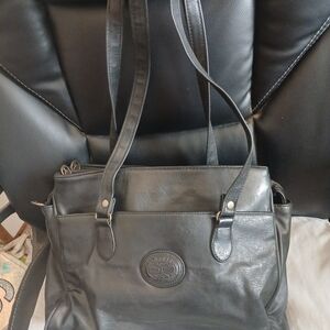 Cypress Wood Black Faux Leather Shoulder Bag